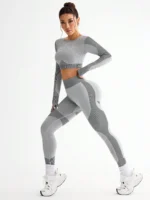 2pcs Hot-selling New Sports Tight Running Breathable Seamless Yoga Suit Women's Outdoor Fitness Suit Women's - Image 6