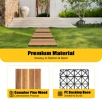 Interlocking Deck Tiles 30x30cm Carbonized Wood Floor Tiles Waterproof Non-slip Outdoor Flooring Tiles for Patio Balcony Garden - Image 4