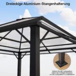 Devoko 3x3/3x4m Pavilion Waterproof Stable Winterproof Aluminum garden Pavilion Fixed Roof Protection UV - Image 4