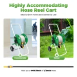 Garden Hose Reel Cart Holds 50m 1/2" Hose, Lightweight Portable Water Hose Storage with Wheels Crank for Patio Lawn Yard - Image 2