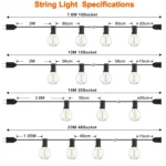 GANRILAND 65FT Outdoor Garland String Lights Dimmable E12 Sockets G40 Globe Led Bulb Connectable Gard Decor Fairy Light Chain - Image 5