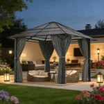 Devoko 3x3/3x4m Pavilion Waterproof Stable Winterproof Aluminum garden Pavilion Fixed Roof Protection UV - Image 2