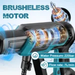 Gisam 220Bar Brushless Electric High Pressure Car Washer Gun Water Spray Gun Household Garden Tools For Makita 18v Battery Pin - Image 3