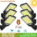1~6PCS Solar Street Light LED Solar Garden Lamp 3Mode Outdoor Waterproof Motion Sensor Solar Wall Lighting For Patio Garden