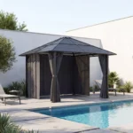 Devoko 3x3/3x4m Pavilion Waterproof Stable Winterproof Aluminum garden Pavilion Fixed Roof Protection UV - Image 6