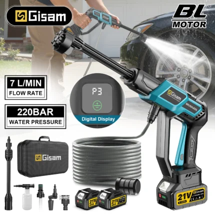 Gisam 220Bar Brushless Electric High Pressure Car Washer Gun Water Spray Gun Household Garden Tools For Makita 18v Battery Pin