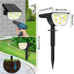 Outdoor 72/68 LED Solar Landscape Spotlights IP65 Waterproof Solar Light with 3 Modes Solar Garden Lighting for Outside Yard - Image 6