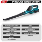 ONEVAN 5500W Brushless Electric Air Blower Cordless Dust Leaf Blowing Garden Cleaning Violent Power Tool For Makita Battery Pin - Image 3