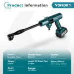YOFIDRA 3500W 200Bar Brushless Washer Water Gun 6 IN 1 Cordless Electric High Pressure Car Washer Garden For Makita Battery Pin - Image 6