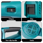 ONEVAN 5500W Brushless Electric Air Blower Cordless Dust Leaf Blowing Garden Cleaning Violent Power Tool For Makita Battery Pin - Image 5