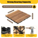 Interlocking Deck Tiles 30x30cm Carbonized Wood Floor Tiles Waterproof Non-slip Outdoor Flooring Tiles for Patio Balcony Garden - Image 3