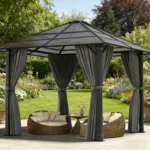Devoko 3x3/3x4m Pavilion Waterproof Stable Winterproof Aluminum garden Pavilion Fixed Roof Protection UV - Image 3