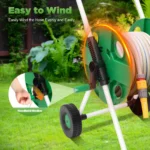 Garden Hose Reel Cart Holds 50m 1/2" Hose, Lightweight Portable Water Hose Storage with Wheels Crank for Patio Lawn Yard - Image 5