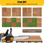 Interlocking Deck Tiles 30x30cm Carbonized Wood Floor Tiles Waterproof Non-slip Outdoor Flooring Tiles for Patio Balcony Garden - Image 5