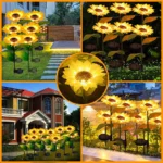 2023 New Creative Solar Sunflower Light Waterproof 20LED Yard Pathway Landscape Lawn Lamps Garden Decoration Outdoor Lighting - Image 5