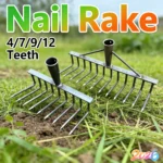 High Carbon Steel Nail Rake Multifunctional Garden Rake 4/7/9/12 Teeth Weeding Rake Loose Soil Nail Rake Agricultural Tools